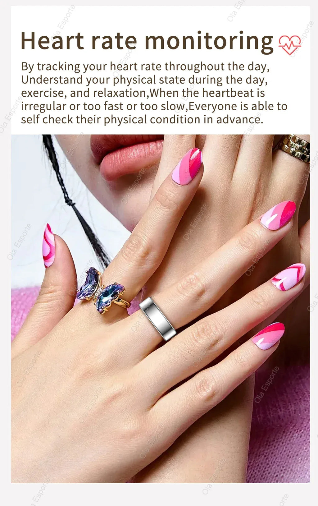 New Smart Ring Men Women, Heart Rate Blood Oxygen and Sleep Monitor Smart ring IP68 & 5ATM Waterproof, Multi-sport Mode Ring