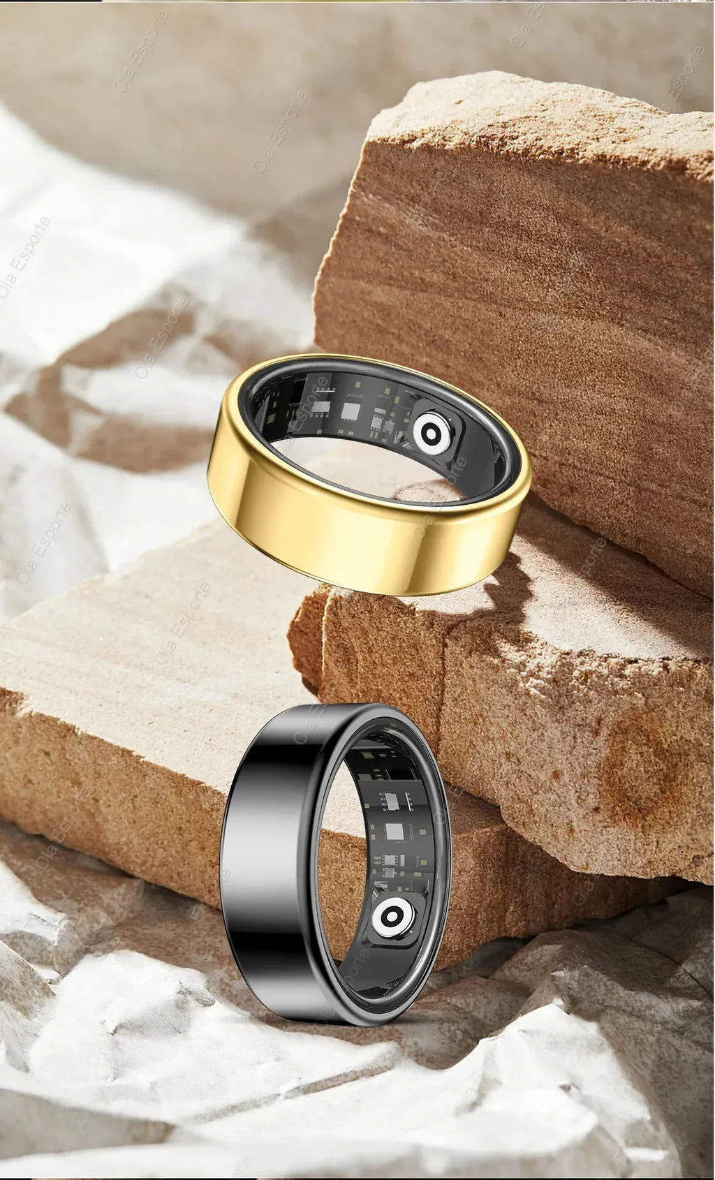 New Smart Ring Men Women, Heart Rate Blood Oxygen and Sleep Monitor Smart ring IP68 & 5ATM Waterproof, Multi-sport Mode Ring